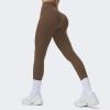 imageAoxjox High Waisted Workout Breeze Leggings for Women Tummy Control Buttery Soft Yoga PantsFudge Coffee