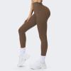 imageAoxjox High Waisted Workout Breeze Leggings for Women Tummy Control Buttery Soft Yoga PantsFudge Coffee