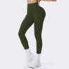imageAoxjox High Waisted Workout Breeze Leggings for Women Tummy Control Buttery Soft Yoga PantsOlive Green