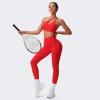 imageAoxjox High Waisted Workout Breeze Leggings for Women Tummy Control Buttery Soft Yoga PantsRacing Red
