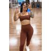 imageAoxjox High Waisted Workout Breeze Leggings for Women Tummy Control Buttery Soft Yoga PantsRum Raisin