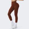 imageAoxjox High Waisted Workout Breeze Leggings for Women Tummy Control Buttery Soft Yoga PantsRum Raisin