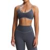 imageAoxjox Womens Color Block Workout Sports Bras Fitness Blackless Padded Bra Athletic Yoga Crop Tank TopIron Grey Grey