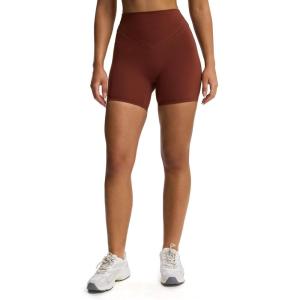 imageAoxjox High Waisted Workout Biker Siren Shorts for Women Hidden Scrunch Butt Lifting Tummy Control Gym Yoga ShortCherry Mahogany