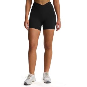 imageAoxjox High Waisted Workout Biker Venus Shorts for Women Hidden Scrunch CrossWaist Butt Lifting Tummy Control Gym Yoga ShortBlack