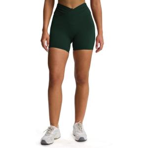 imageAoxjox High Waisted Workout Biker Venus Shorts for Women Hidden Scrunch CrossWaist Butt Lifting Tummy Control Gym Yoga ShortForest Green