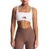 imageAoxjox Womens Workout Ellie Sports Bra Cutout Training Fitness Running Yoga Crop Tank TopWhite