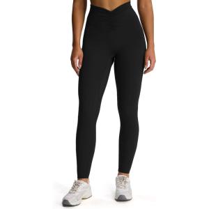imageAoxjox High Waisted Workout Leggings for Women Hidden Scrunch V Waist Front Illusion Ruched Athletic Yoga PantsBlack