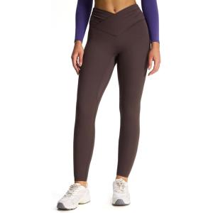 imageAoxjox High Waisted Yoga Pants for Women Hidden Scrunch CrossWaist Buttery Soft Crossover Workout Venus LeggingsMulch