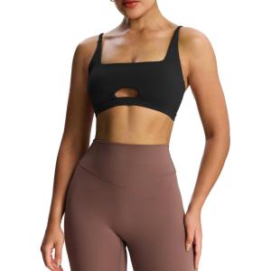 imageAoxjox Womens Workout Ellie Sports Bra Cutout Training Fitness Running Yoga Crop Tank TopBlack