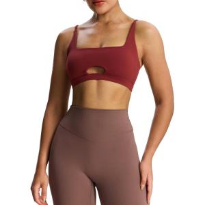 imageAoxjox Womens Workout Ellie Sports Bra Cutout Training Fitness Running Yoga Crop Tank TopBurgundy