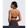 imageAoxjox Womens Workout Halter Sport Bras Fitness Backless Padded Rosie Bra Yoga Crop Tank TopBlack
