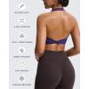 imageAoxjox Womens Workout Halter Sport Bras Fitness Backless Padded Rosie Bra Yoga Crop Tank TopMulberry Purple