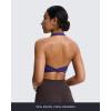 imageAoxjox Womens Workout Halter Sport Bras Fitness Backless Padded Rosie Bra Yoga Crop Tank TopMulberry Purple