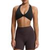 imageAoxjox Womens Workout Halter Sport Bras Fitness Backless Padded Rosie Bra Yoga Crop Tank TopBlack