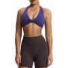 imageAoxjox Womens Workout Halter Sport Bras Fitness Backless Padded Rosie Bra Yoga Crop Tank TopMulberry Purple
