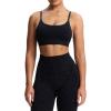 imageAoxjox Workout Seamless Camo Sports Bra for Women Adjustable Fitness Padded Exercise Gym Bras Yoga Crop Tank TopBlack