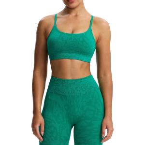 imageAoxjox Workout Seamless Camo Sports Bra for Women Adjustable Fitness Padded Exercise Gym Bras Yoga Crop Tank TopEmerald Green