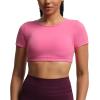 imageAoxjox Short Sleeve Crop Tops for Women Clarissa Hollow Back Workout Cropped T Shirt TopAzalea Pink