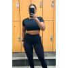 imageAoxjox Short Sleeve Crop Tops for Women Clarissa Hollow Back Workout Cropped T Shirt TopBlack