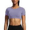 imageAoxjox Short Sleeve Crop Tops for Women Clarissa Hollow Back Workout Cropped T Shirt TopLazuli