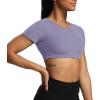 imageAoxjox Short Sleeve Crop Tops for Women Clarissa Hollow Back Workout Cropped T Shirt TopLazuli