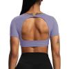 imageAoxjox Short Sleeve Crop Tops for Women Clarissa Hollow Back Workout Cropped T Shirt TopLazuli