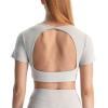 imageAoxjox Short Sleeve Crop Tops for Women Clarissa Hollow Back Workout Cropped T Shirt TopMink
