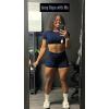 imageAoxjox Short Sleeve Crop Tops for Women Clarissa Hollow Back Workout Cropped T Shirt TopNavy