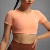 imageAoxjox Short Sleeve Crop Tops for Women Clarissa Hollow Back Workout Cropped T Shirt TopPapaya