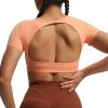 imageAoxjox Short Sleeve Crop Tops for Women Clarissa Hollow Back Workout Cropped T Shirt TopPapaya