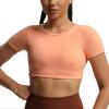imageAoxjox Short Sleeve Crop Tops for Women Clarissa Hollow Back Workout Cropped T Shirt TopPapaya