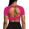 imageAoxjox Short Sleeve Crop Tops for Women Clarissa Hollow Back Workout Cropped T Shirt TopRose Red