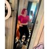 imageAoxjox Short Sleeve Crop Tops for Women Clarissa Hollow Back Workout Cropped T Shirt TopRose Red