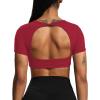 imageAoxjox Short Sleeve Crop Tops for Women Clarissa Hollow Back Workout Cropped T Shirt TopRumba Red