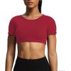 imageAoxjox Short Sleeve Crop Tops for Women Clarissa Hollow Back Workout Cropped T Shirt TopRumba Red
