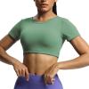 imageAoxjox Short Sleeve Crop Tops for Women Clarissa Hollow Back Workout Cropped T Shirt TopSage Green