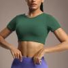 imageAoxjox Short Sleeve Crop Tops for Women Clarissa Hollow Back Workout Cropped T Shirt TopStorm Green