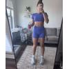 imageAoxjox Short Sleeve Crop Tops for Women Clarissa Hollow Back Workout Cropped T Shirt TopViolet