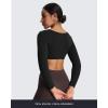 imageAoxjox Long Sleeve Crop Tops for Women Skylar Squareneck Curved Hem Workout Cropped T Shirt TopBlack