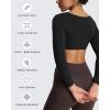 imageAoxjox Long Sleeve Crop Tops for Women Skylar Squareneck Curved Hem Workout Cropped T Shirt TopBlack