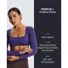 imageAoxjox Long Sleeve Crop Tops for Women Skylar Squareneck Curved Hem Workout Cropped T Shirt TopMulberry Purple