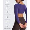imageAoxjox Long Sleeve Crop Tops for Women Skylar Squareneck Curved Hem Workout Cropped T Shirt TopMulberry Purple
