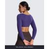 imageAoxjox Long Sleeve Crop Tops for Women Skylar Squareneck Curved Hem Workout Cropped T Shirt TopMulberry Purple