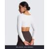 imageAoxjox Long Sleeve Crop Tops for Women Skylar Squareneck Curved Hem Workout Cropped T Shirt TopWhite