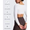 imageAoxjox Long Sleeve Crop Tops for Women Skylar Squareneck Curved Hem Workout Cropped T Shirt TopWhite
