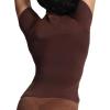 imageAoxjox Womens Casual Basic Tee HIGH Elastic Cotton TShirt Short Sleeve Tops Everyday Crew Neck Slim Fit Y2kDark Coffee