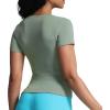 imageAoxjox Womens Casual Basic Tee HIGH Elastic Cotton TShirt Short Sleeve Tops Everyday Crew Neck Slim Fit Y2kMineral
