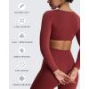 imageAoxjox Long Sleeve Crop Tops for Women Stacey V Neck Workout Athletic Gym Cropped T Shirt TopBurgundy