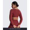 imageAoxjox Long Sleeve Crop Tops for Women Stacey V Neck Workout Athletic Gym Cropped T Shirt TopBurgundy